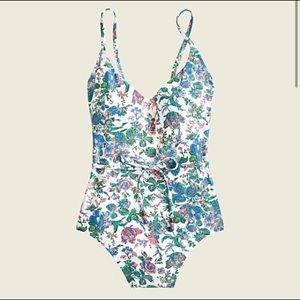 J.Crew Eco rounded v-neck one-piece in English garden in size 4